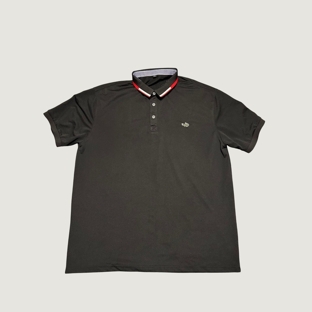 Lacoste Mens 2XL Black Pique Polo Shirt Tipped Collar Short Sleeve Logo